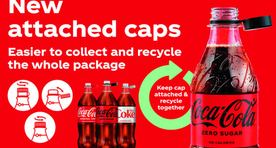 Image of new attached caps campaign from Cocacola