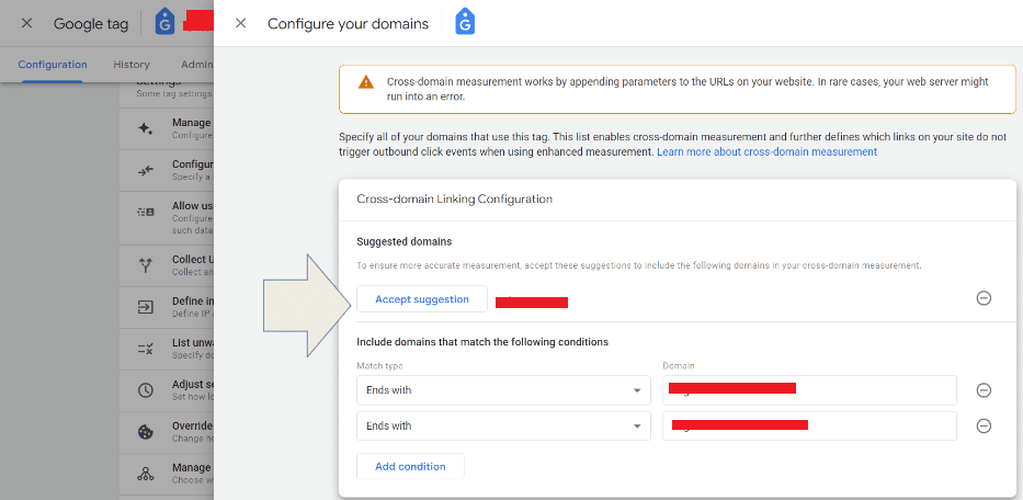 additional domains detected gtm tag diagnostics