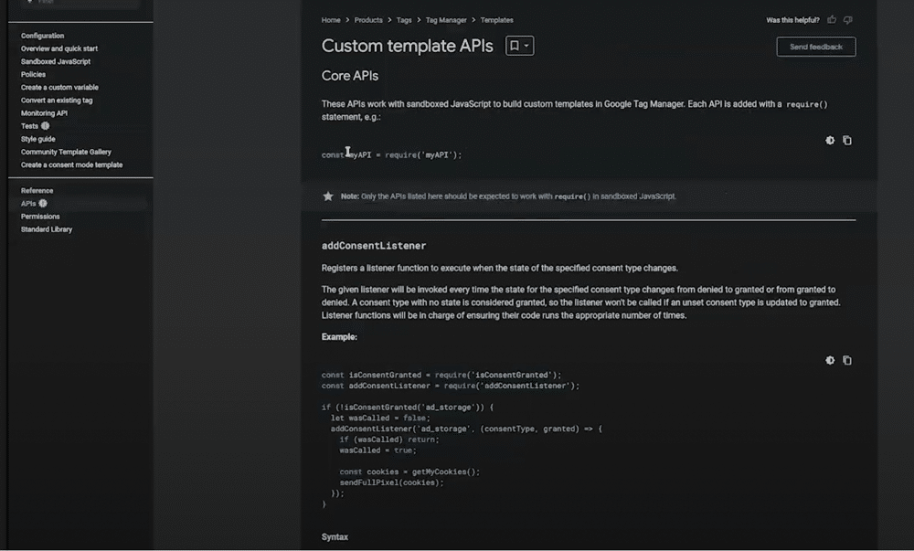 API features list