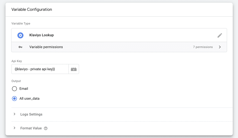 Klaviyo lookup variable