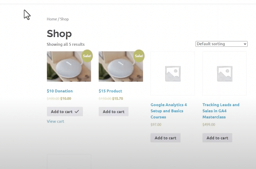 a demo ecommerce website