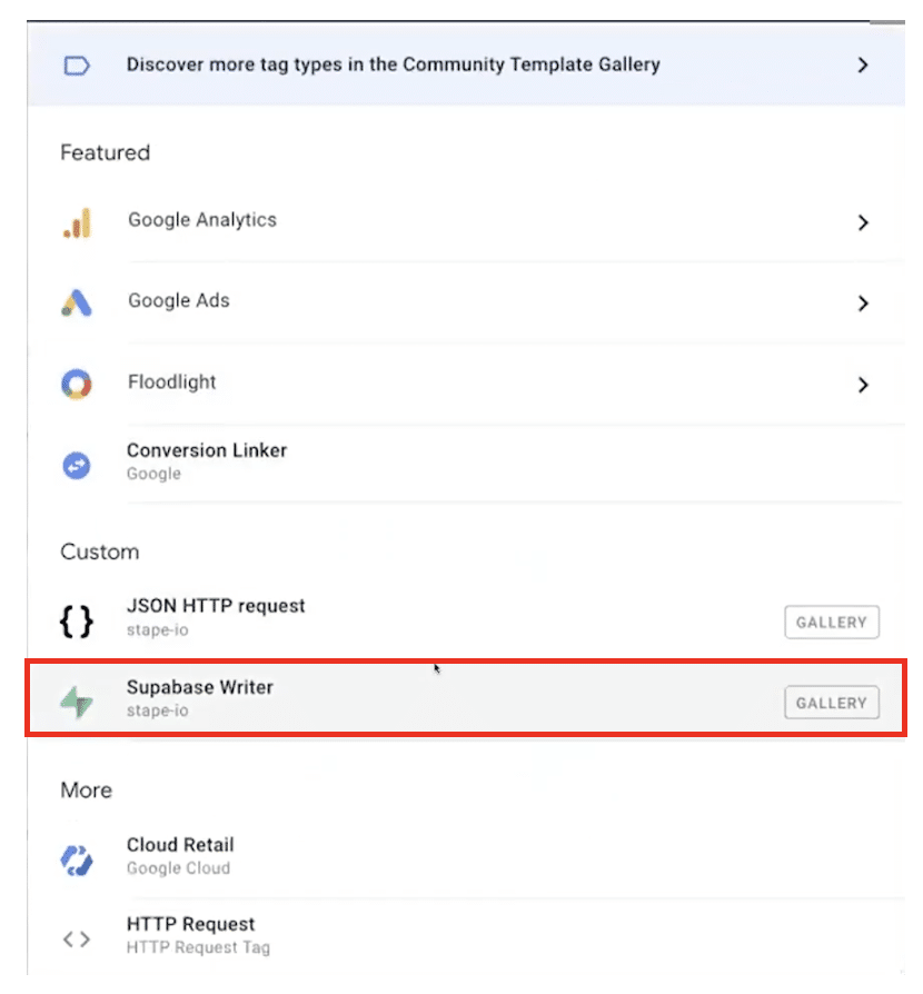 ‘Superbase Writer’ highlighted from the list of tags