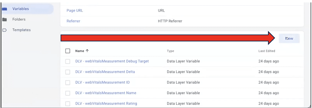 New button highlighted in ‘Choose variable type’ screen