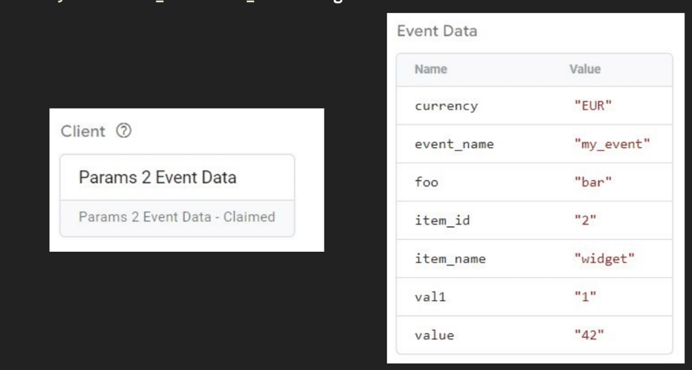 event data table