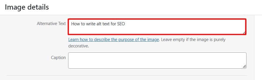 Place to add alt texts for images in wordpress site