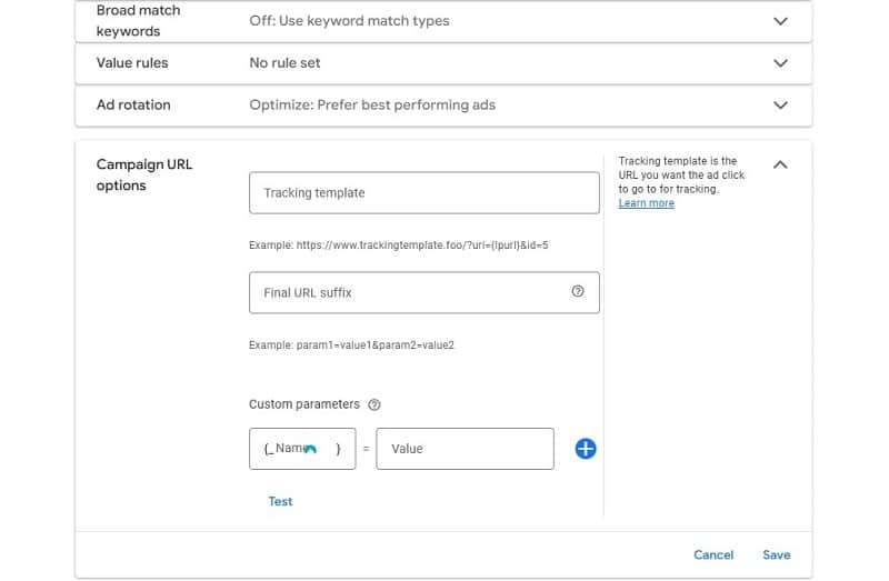 Adding GA4 UTM parameters in Google Ads