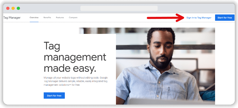 Google tag manager sign in buttom highlighted