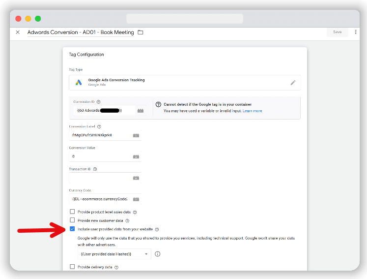 Exporting the GTM container with the correct tag, trigger & template