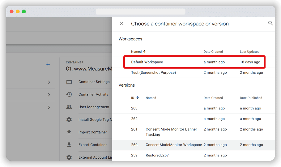 Exporting the GTM container with the correct tag, trigger & template