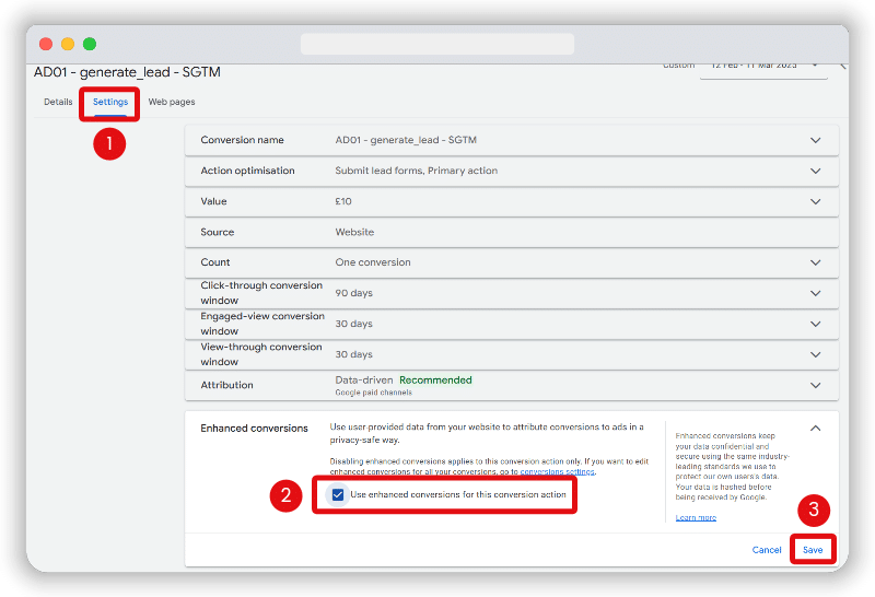 Way to enable enhanced conversion
