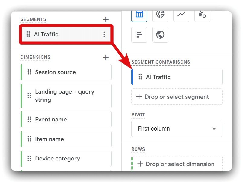 Applying segments to GA4 exploration