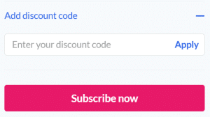 screenshot showing discount code box