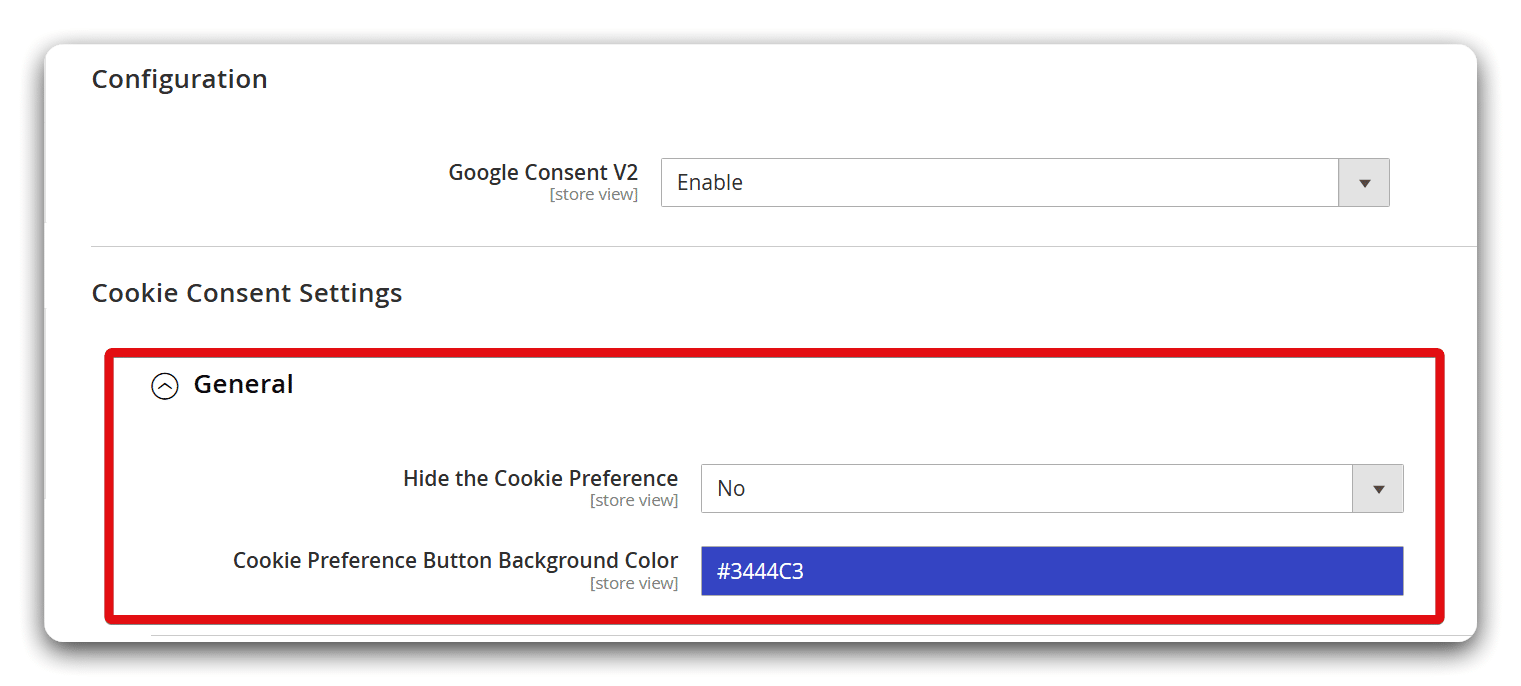 Generat settings to customise cookie banner in magneto