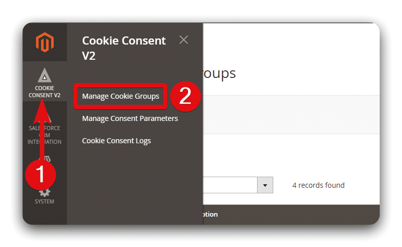 Option to see the cookie groups