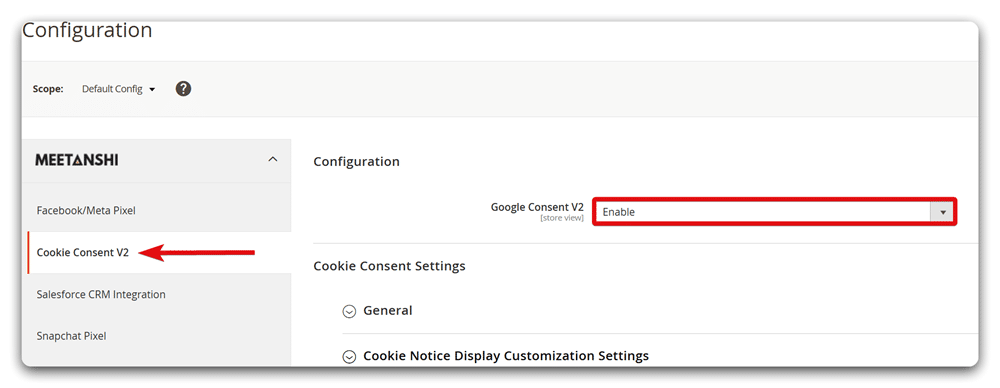 Steps to enable cookie consent v2 in Magneto 2