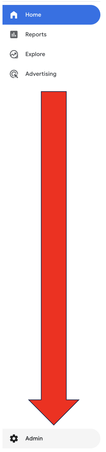 Admin section highlighted in a GA4 account