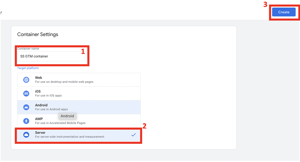Setting up a server side gtm container