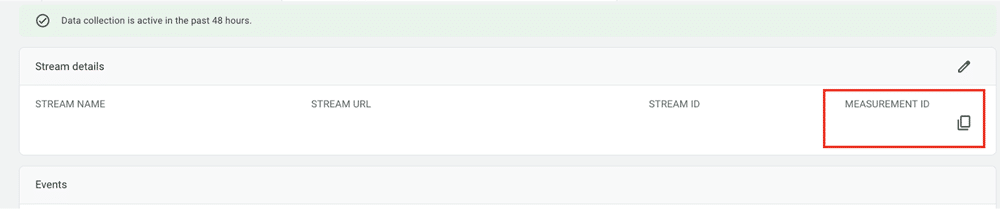 Measurement ID option highlighted for a GA4 account