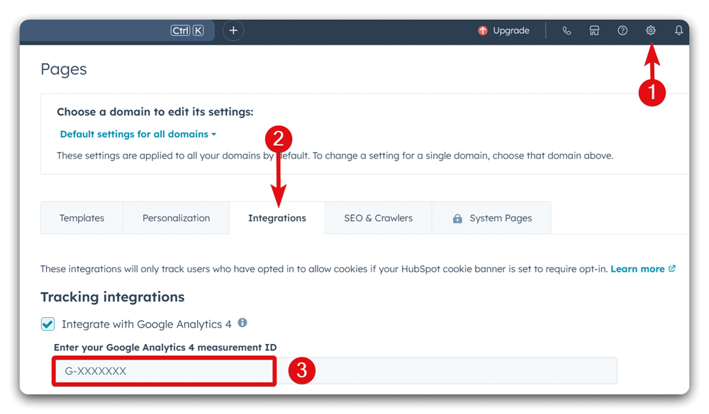Steps to add GA4 account id in hubspot website