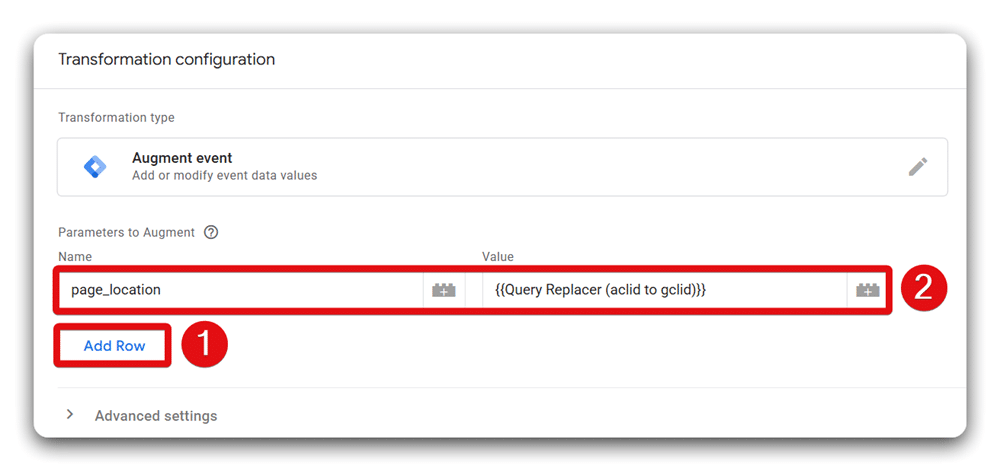 Configuring the transformation so that it replace the query parameter