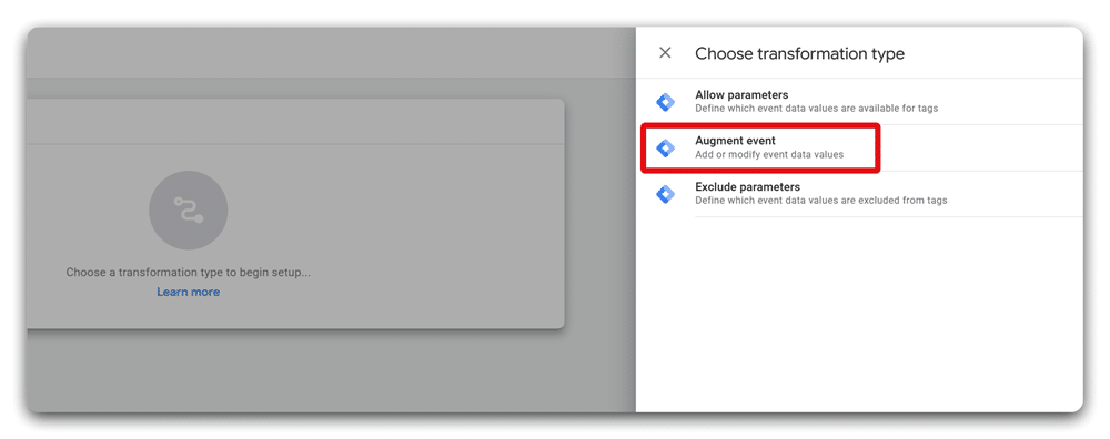 Creating a augment event transformation in sGTM
