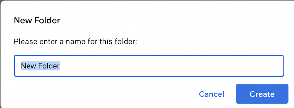 Input field to rename a new folder selected
