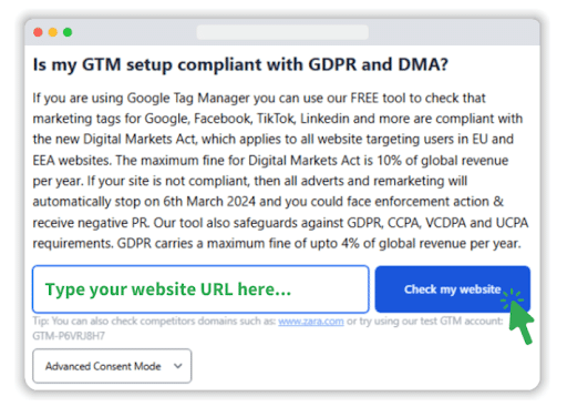 screenshot of Consent Mode Monitor