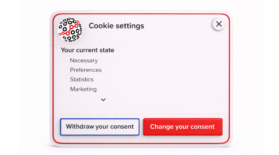 Example of a cookie banner using for withdrawing consent