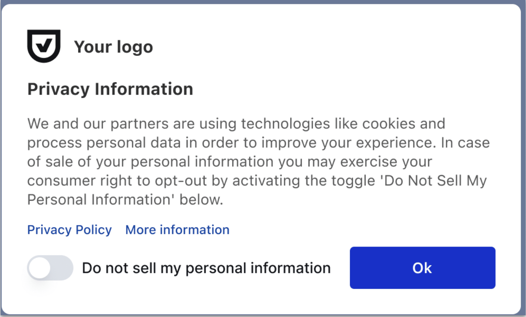 Example of an opt-out cookie banner