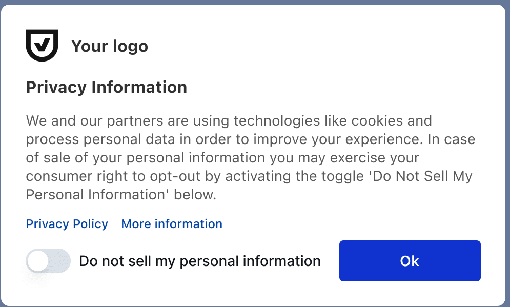 Example of a cookie banner